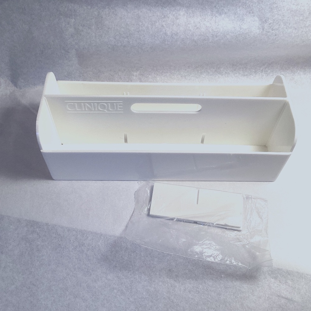 Vintage Clinique White Portable Makeup Caddy Tray Vanity Organizer Storage EUC